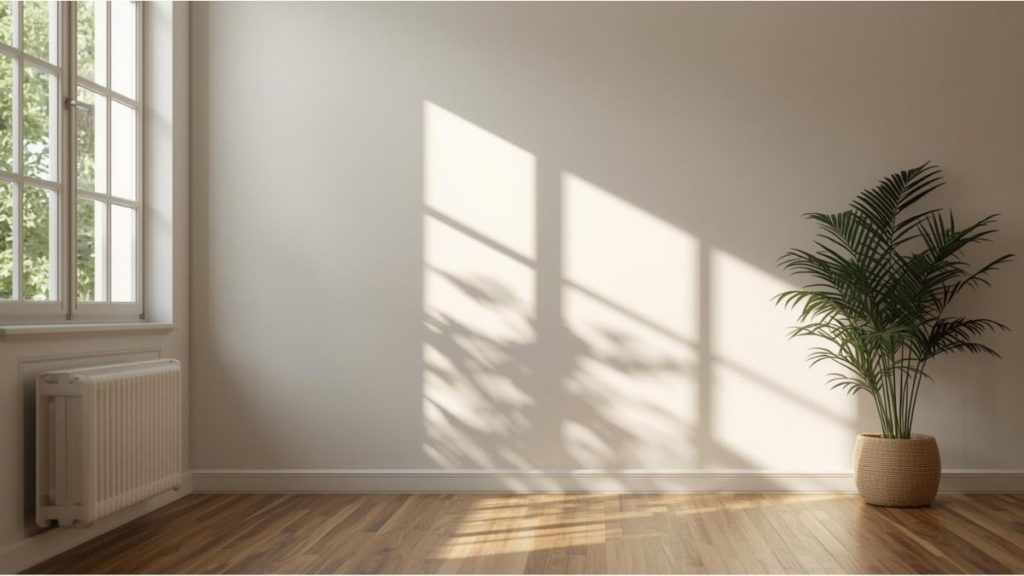 自然光の入る、静かな室内写真。